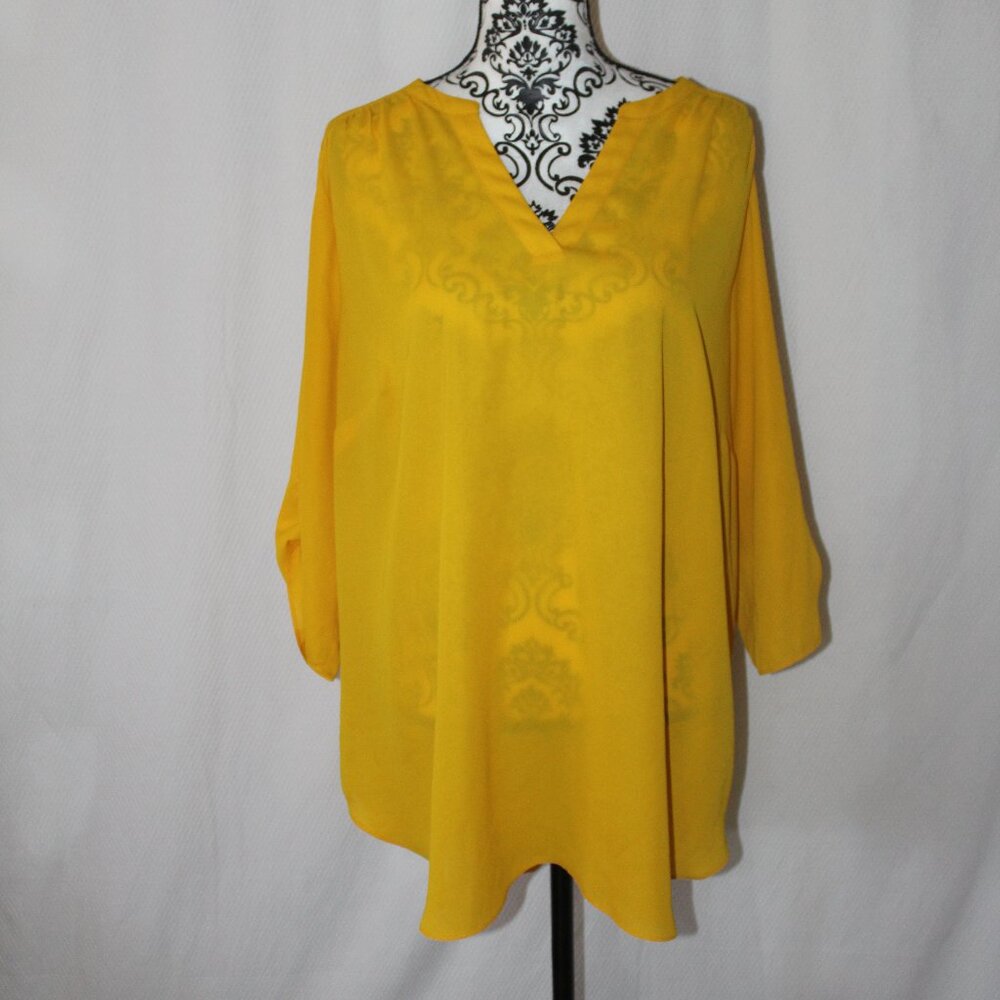 WORTHINGTON WOMAN YELLOW POLYESTER BLOUSE 2X EUC